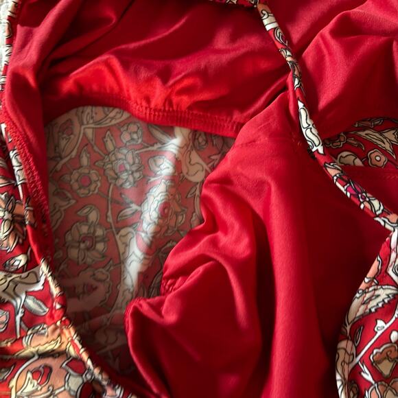 MAX STUDIO Paisley Shift Dress Red/Peach Sz XL Spring Wedding Easter Picnic Date - Picture 4 of 9